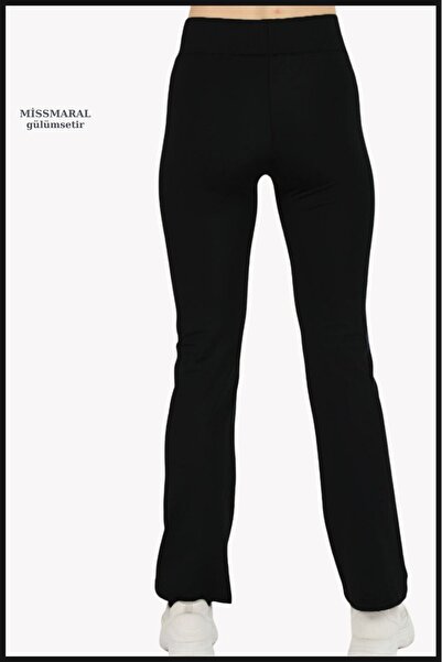 missmaral Women's Black Wide Leg Leggings High Waist Recovery Wide Elastic Non-Slip Belt Detailed105101