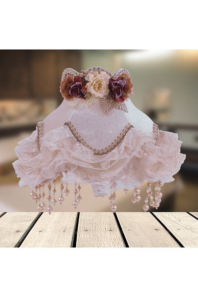 Dekovien Vintage Mink 30x25cm - قبعة مخملية كلاسيكية مزخرفة بالزهور