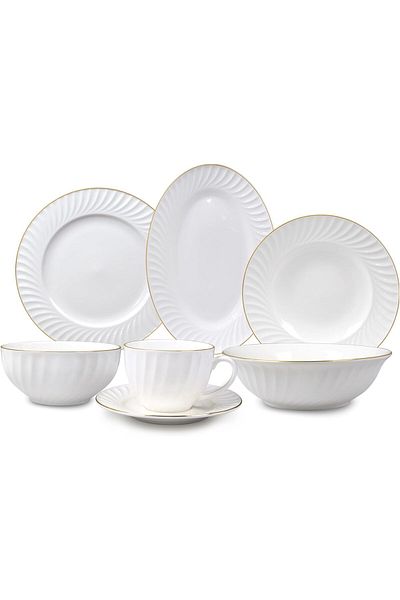 ORCHID 32PCS EMBOSS DINNER SET PEBBLE