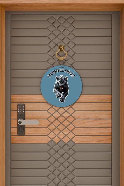 Rugmood Ornament Modern pentru Ușă Fundal Albastru Tigru Negru Ornament pentru Ușă de Exterior