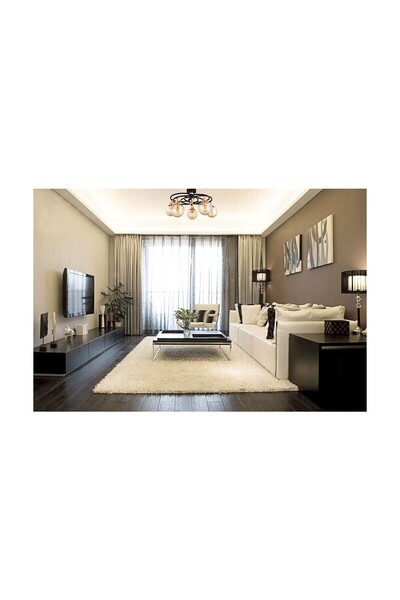 Avonni Ar-1661-5bsy Siyah Boyalı Modern Avize E27 Metal Cam 60cm