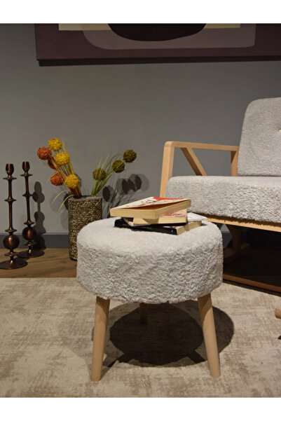 RUSTİKEVDECORART Sallanan Ahşap Ayaklı Berjer Koltuk +Puf Rocker Sandalye Tv Konfor Salon Film Dinlenme Keyif Koltuk