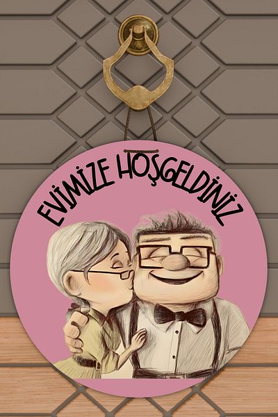 Rugmood Modern Door Ornament Pink Sweet Couple Outdoor Door Ornament