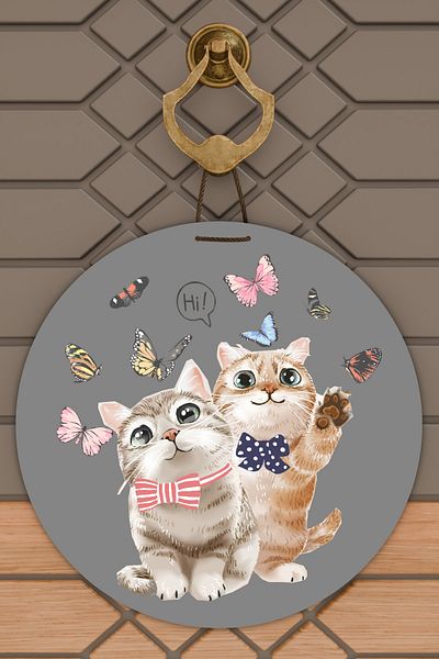 Rugmood Μοντέρνο Στολίδι Πόρτας Γκρι Hi Cat Στολίδι Εξωτερικής Πόρτας