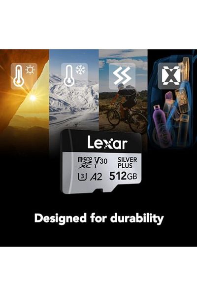 STOREMAX Peristore 512Gb Professional Silver Plus Microsdxc Memory Card W/Sd Adapter, Uhs-I, C10, U3, V30