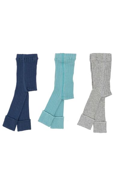 Petit Boom Bebek Komet Fitilli Triko Tayt & İçlik Set Indigo, Mint, Gri 3'lü Set