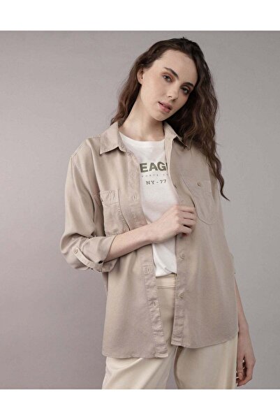 AMERICAN EAGLE قميص AE بأكمام طويلة وأزرار