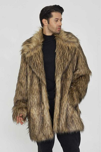 Redpoint Jackets Gold Men's Feather Faux Coat