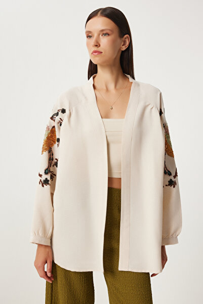 Lovelyİstanbul Linen Kimono - Embroidered, Cream Orange, Lde0004