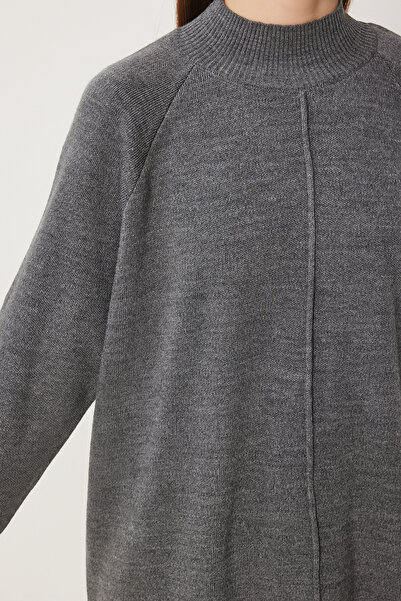 Lovelyİstanbul Сірий трикотажний комплект светр і штани Lmu0001