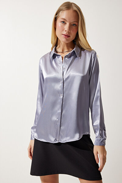 Lovelyİstanbul Cămașă din satin gri - Ldd0008