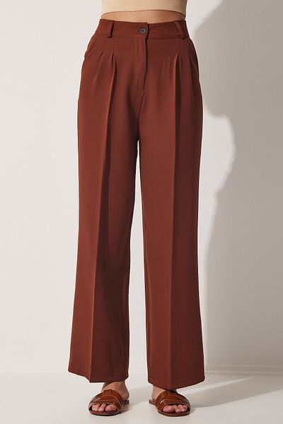 Lovelyİstanbul Wide Leg Masculine Woven Trousers Brown Lhg0001