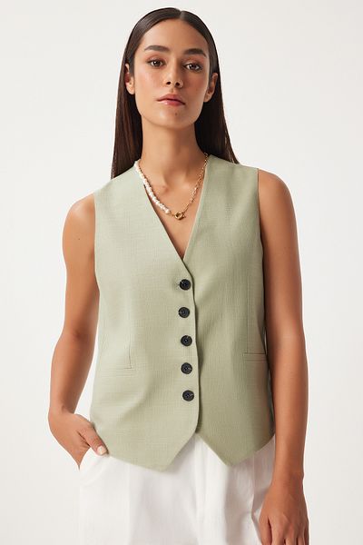 Lovelyİstanbul Green Linen Vest - Ldp0005