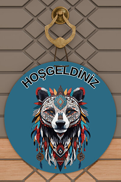 Rugmood Μοντέρνο στολίδι πόρτας Μπλε αρκούδα με μαύρο δέρμα Στολίδι εξωτερική...