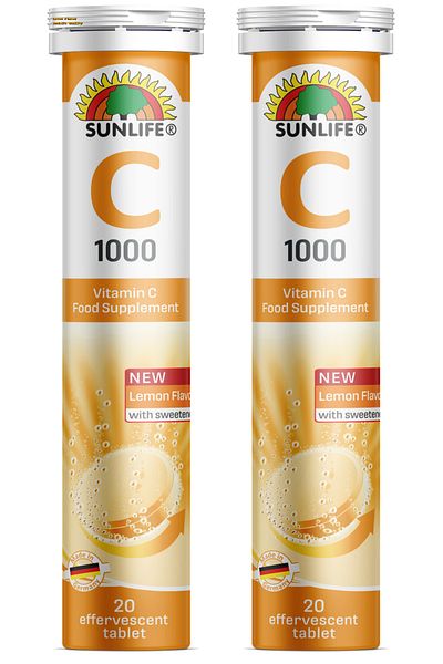 Sunlife Vitamin C - 1000Mg Effervescent 20 Tablets (2 Boxes)