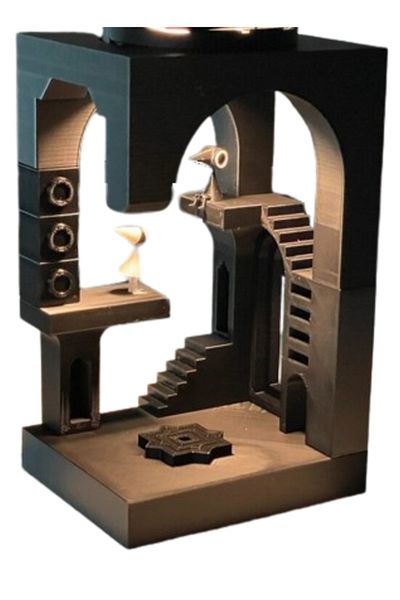 3D Brothers Monument Valley Inspired LED, 3D palace corner with Monument Valley characters, Table lighting,