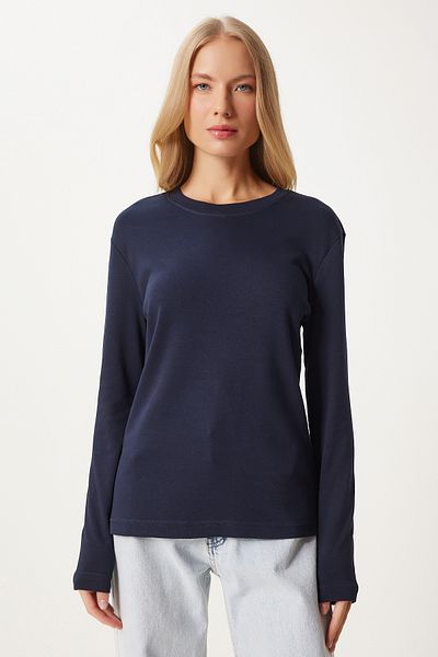 Lovelyİstanbul Bluză tricotată din bumbac bleumarin - Lnj0010