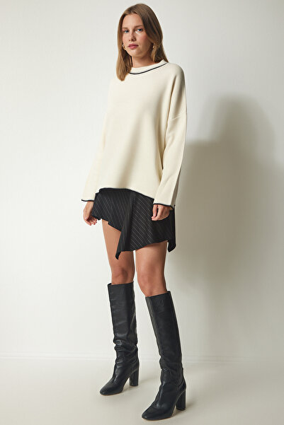 Lovelyİstanbul Bisiklet Yaka Triko Kazak Krem Lpf0015