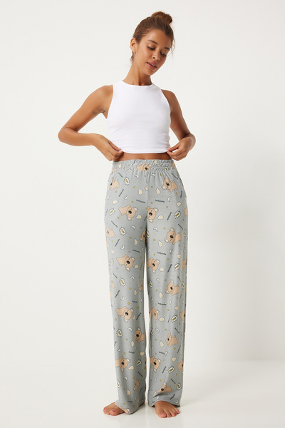 Lovelyİstanbul Μαλακό πλεκτό πάτο πιτζάμα με γκρι σχέδιο - Lxr0001