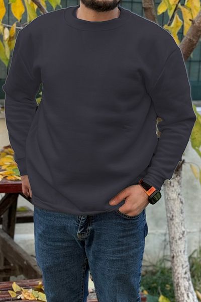ruNadeS Hanorac de bază cu gât crew, cu croială normală, cu croială normală, cu fleece groasă în interior