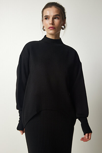 Lovelyİstanbul Fitilli Triko Kazaklı Elbise SİYAH LKG0003