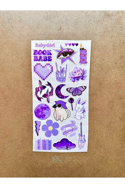 hdsticker Σετ αυτοκόλλητων 6 τεμαχίων με θέμα Purple Art - 116 τμχ Αυτοκόλλητο Planner, Agenda, Laptop, Phone και Bullet Journal