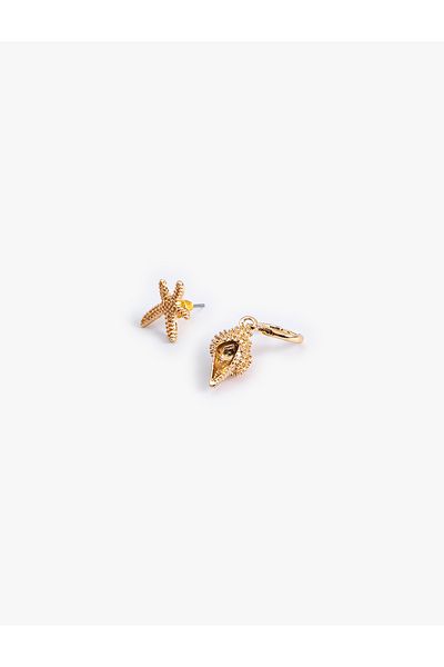 Koton Steel Mixed Seashell Earrings Set - 2 Pieces