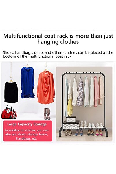 Saharaz Metal Clothes Rack with Top Rod and Lower Storage Shelf high Storage Rack, hanger, 110cm, white