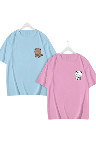 Wish BF Dudu bubu baskılı unisex çift kombini t shirt
