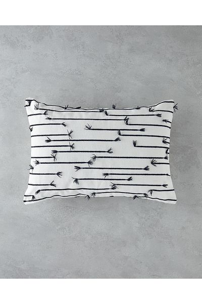 English Home Fringe Jacquard Decorative Throw Pillow 35X50 cm Ecru-Black