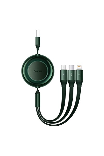 Baseus 1.1m Dark Green 3 IN 1 USB Charge Cable for iPhone 13 12 Micro USB Typ...