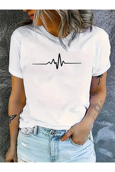 Wish BF Bătăi de inimă cu imprimeu supradimensionat tricou