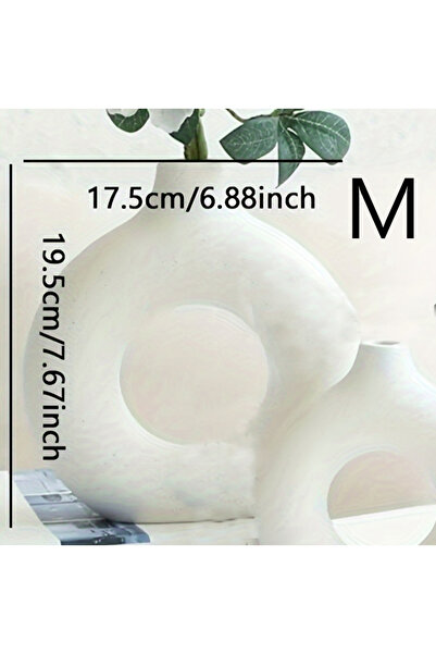 Choice white-M 1pc, White/Beige Ceramic Vase Vases For Decor, Modern Home Decor Vase, Boho Vases For Decor