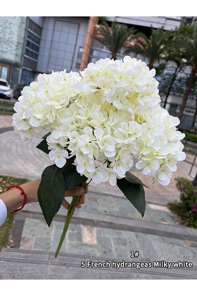 Choice Milky White Large Size 5 Heads Artificial Flowers White Pink Hydrangea Silk Diy Wedding Bridal Bouqu
