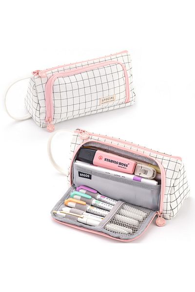 Choice Black And White Multi Layer Large Capacity Pencil Case Pen Storage Supplies Pen Box Kawaii Cute Penc