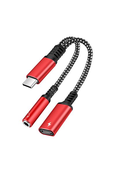 Choice Red 2 In 1 Usb Type C To 3.5mm Headphone Jack Adapter Type C Charge Audio Aux Adaptor For Ipad Pro S