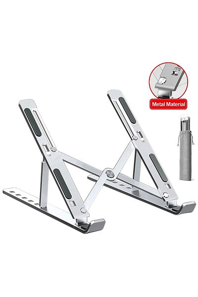 amzwn Silver Aluminum Alloy Laptop Holder Stand Adjustable Foldable Portable For Notebook Computer Bracket