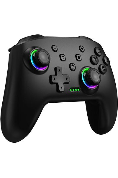 DinoFire وحدة تحكم Q218 RGB لاسلكية تعمل بالبلوتوث لجهاز Switch Pro PC الأصلي وعصا التحكم ولوحة الألعاب الاحترافية