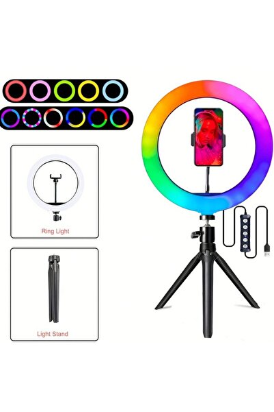 Choice black 1pc Dimmable RGB Ring Light with Tripod Stand and Phone Holder -...