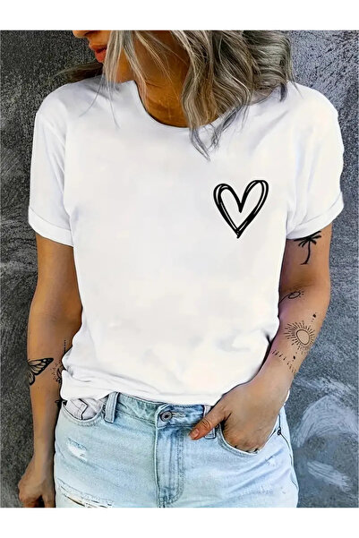 Wish BF Tricou cu imprimeu grafic inimă pentru femei