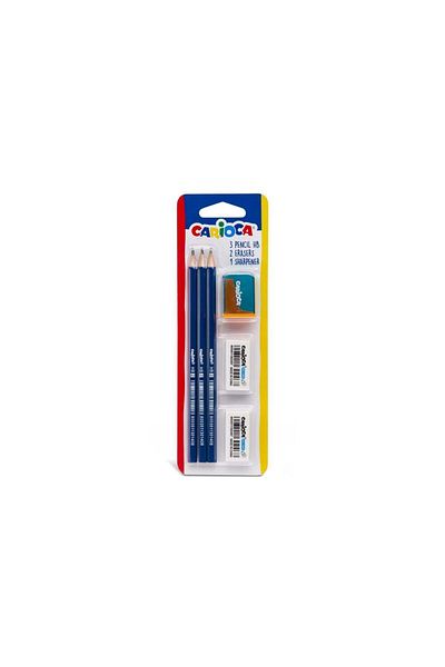 CARIOCA Set Hb Pencils 3 Pcs Eraser 2 Pcs Sharpener