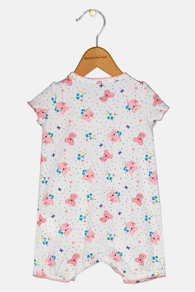 Dp Am Toddlers Girl Allover Print Overall Sleepwear, White