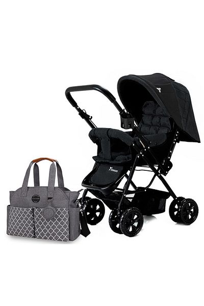 TEKNUM Teknum Reversible Look at Me Stroller w/ Diaper Bags-Black