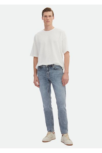 Ramsey Indigofarbene Denim-Hose mit normaler Passform und Baumwollmischung