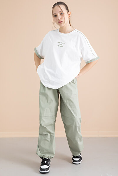 Cansın Mini Khaki Girl's Parachute Pants 2 Piece Set 20389