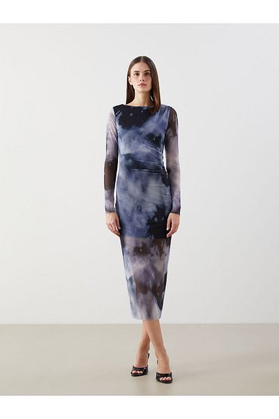 LC Waikiki Γυναικείο φόρεμα Bodycon με λαιμόκοψη Tie Dye