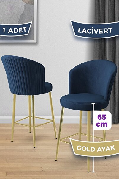 Canisa Alte Serisi 1 Adet Babyface Kumaş 65 cm Gold Kaplama Ayaklı Lacivert B...