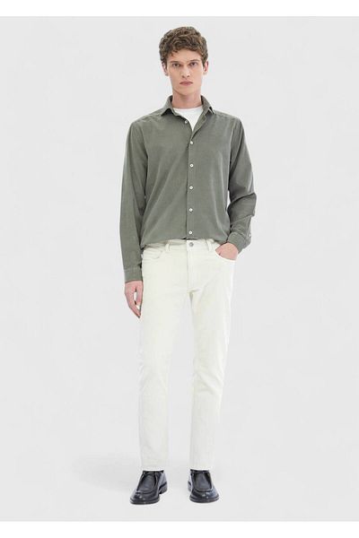 Ramsey Hellgrünes, einfarbiges Casual Fit Weaving Casual Hemd aus 100 % Baumwolle