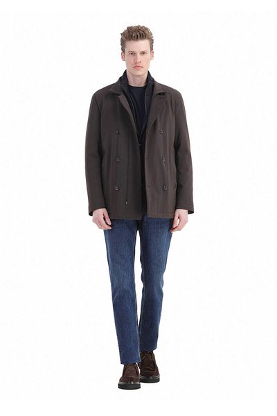 Ramsey Brauner Strickmantel