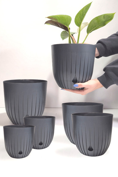 ATA HOME 6 Adet Dekoratif Saksı Seti Iç Ve Dış Mekan Için Çiçek Saksısı Masa Üstü Saksılık Takımı Hazneli